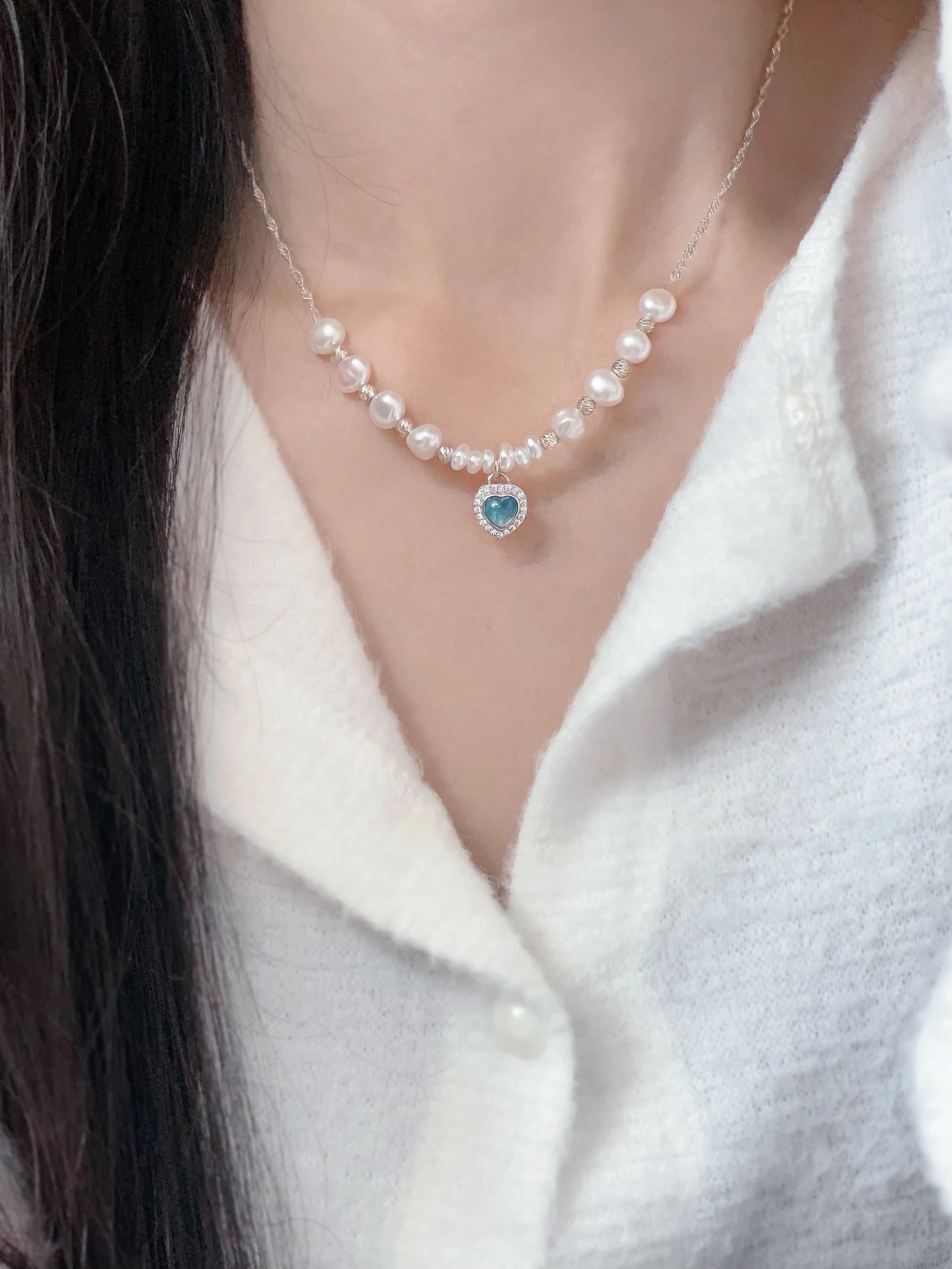Baroque Natural Pearl 925 Silver Heart Aquamarine Elegant Pure Silver Necklace Jewelry
Baroque Natural Pearl 925 Silver Heart Aquamarine Elegant Pure Silver Necklace Jewelry