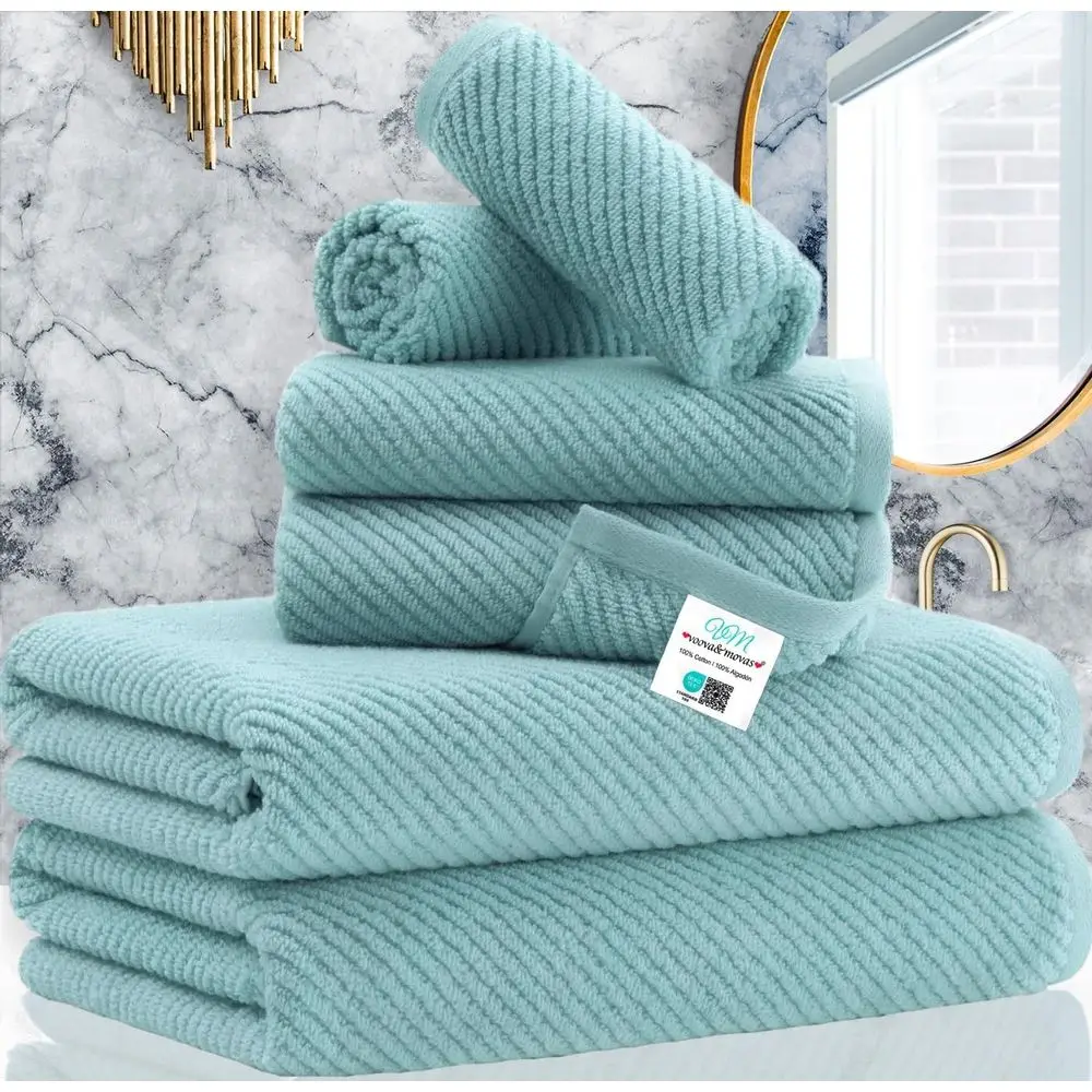 Pure Cotton Luxury Bath Towel Set: 6-Piece with 2 Large, 2 Hand, 2 Washcloths in Aqua Teal
Pure Cotton Luxury Bath Towel Set: 6-Piece with 2 Large, 2 Hand, 2 Washcloths in Aqua Teal