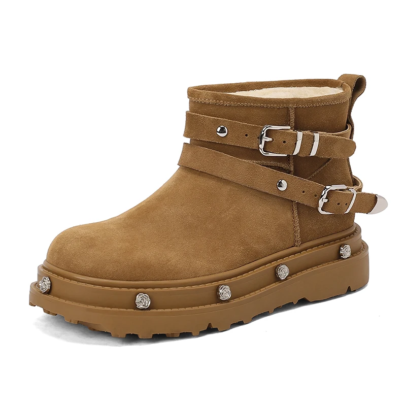 Womens Snow Boots Round Toe Cowsuede Ladies Shoes 5 CM Real Leather Warm Inner Winter Botas Fashion Girls Short Ankle Boots
Womens Snow Boots Round Toe Cowsuede Ladies Shoes 5 CM Real Leather Warm Inner Winter Botas Fashion Girls Short Ankle Boots
