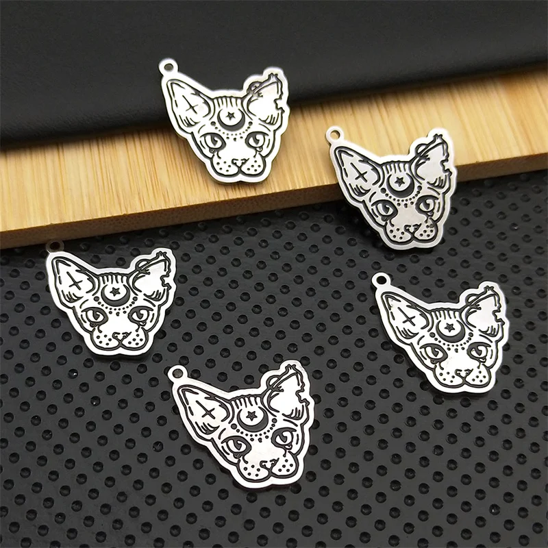5PCS Witchcraft Cat Head Moon Star Pagan Talisman Stainless Steel Pendant DIY Necklace Bracelet Earrings Handmade Accessories
5PCS Witchcraft Cat Head Moon Star Pagan Talisman Stainless Steel Pendant DIY Necklace Bracelet Earrings Handmade Accessories