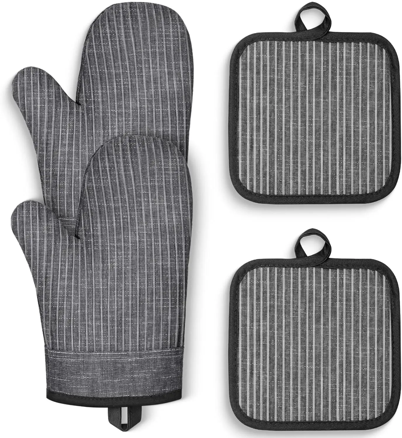 Oven Mitts & Pot Holders Set, Silicone Gloves, 500°F Heat Resistant, Non-Slip Grip, Dark Gray
Oven Mitts & Pot Holders Set, Silicone Gloves, 500°F Heat Resistant, Non-Slip Grip, Dark Gray