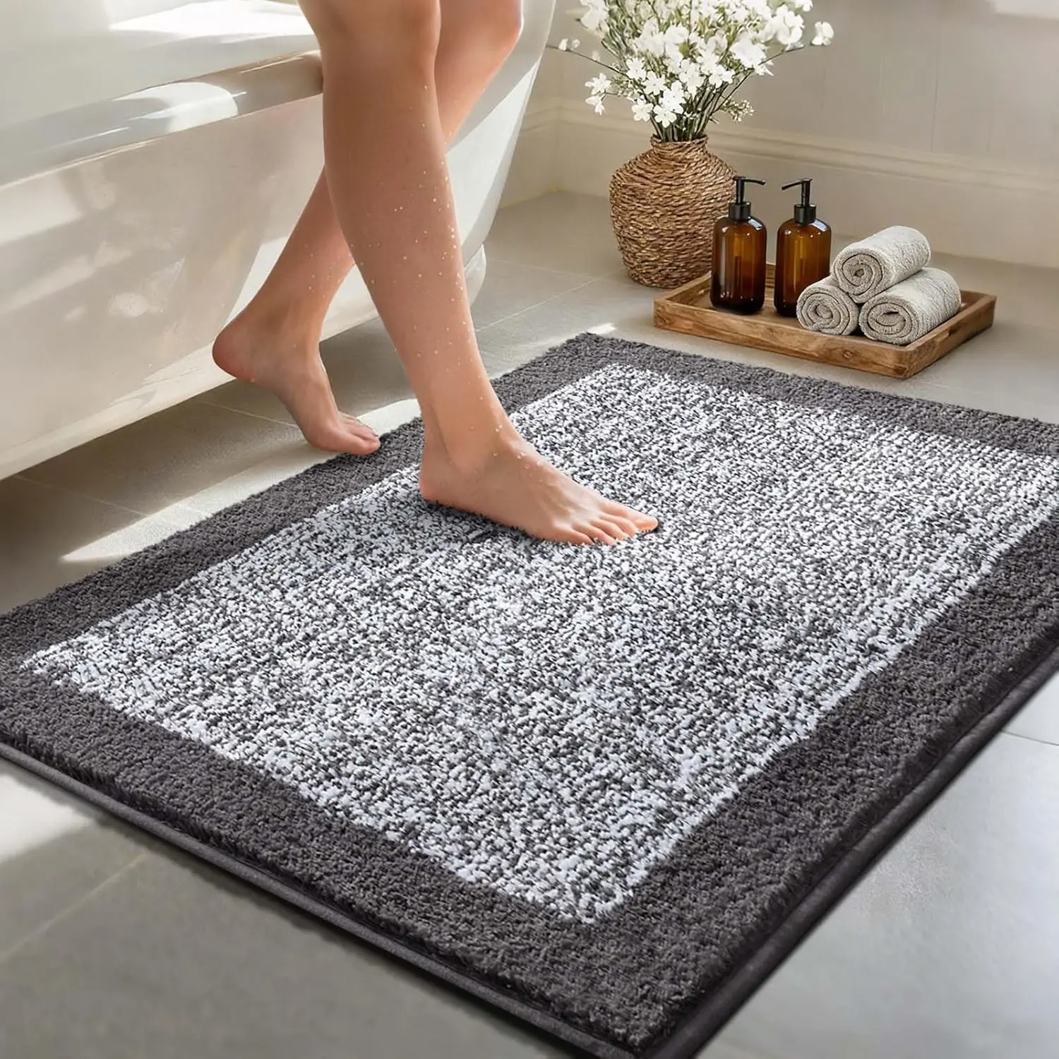 Large Washable Bathroom Rug, Non-Slip Grey Mat for Shower and Tub, Quick Dry Absorbent Home Decor
Large Washable Bathroom Rug, Non-Slip Grey Mat for Shower and Tub, Quick Dry Absorbent Home Decor