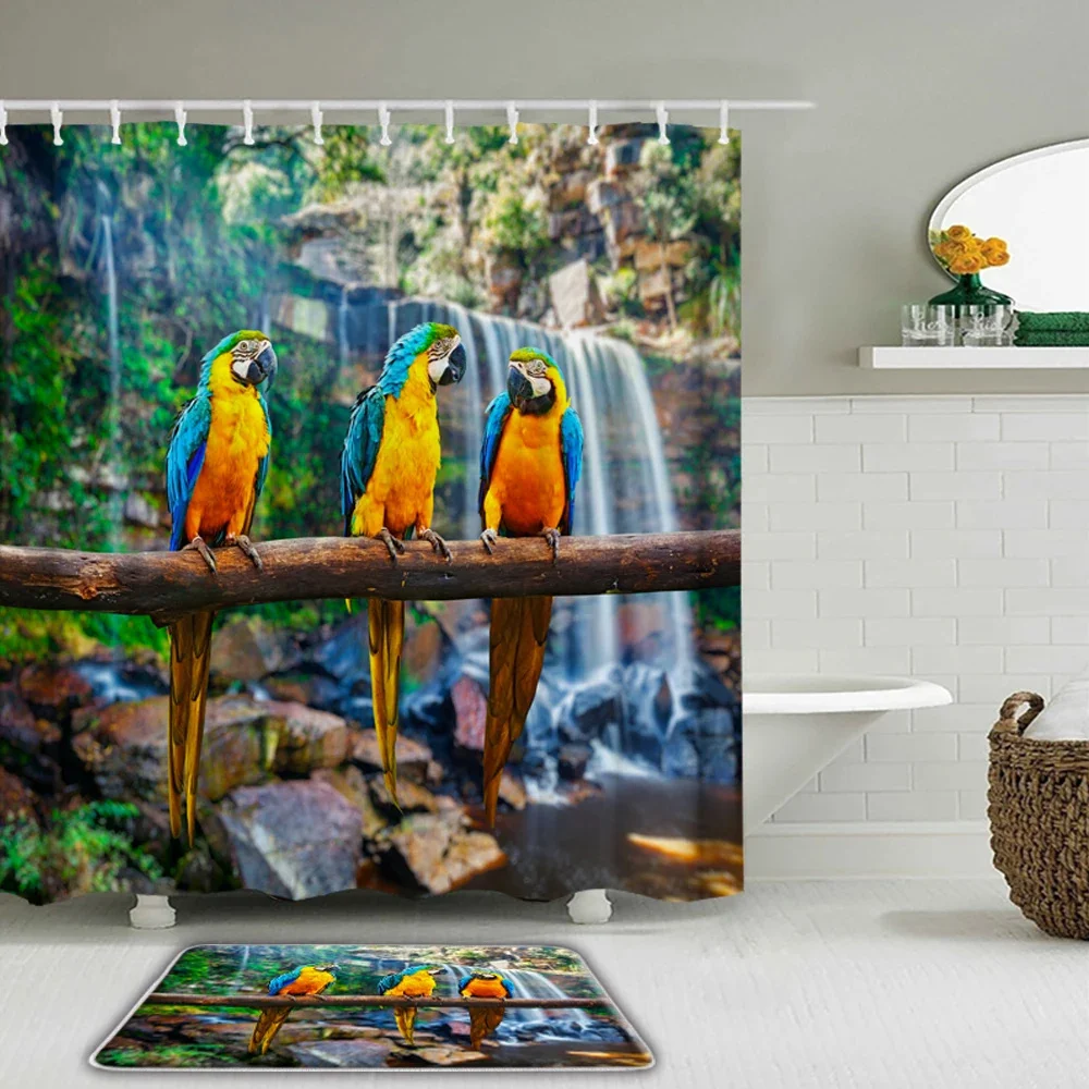 Colorful Bird Parrot landscape Shower curtain Floor mat Bathroom Bathtub Partition Bathroom Waterproof Decoration
Colorful Bird Parrot landscape Shower curtain Floor mat Bathroom Bathtub Partition Bathroom Waterproof Decoration