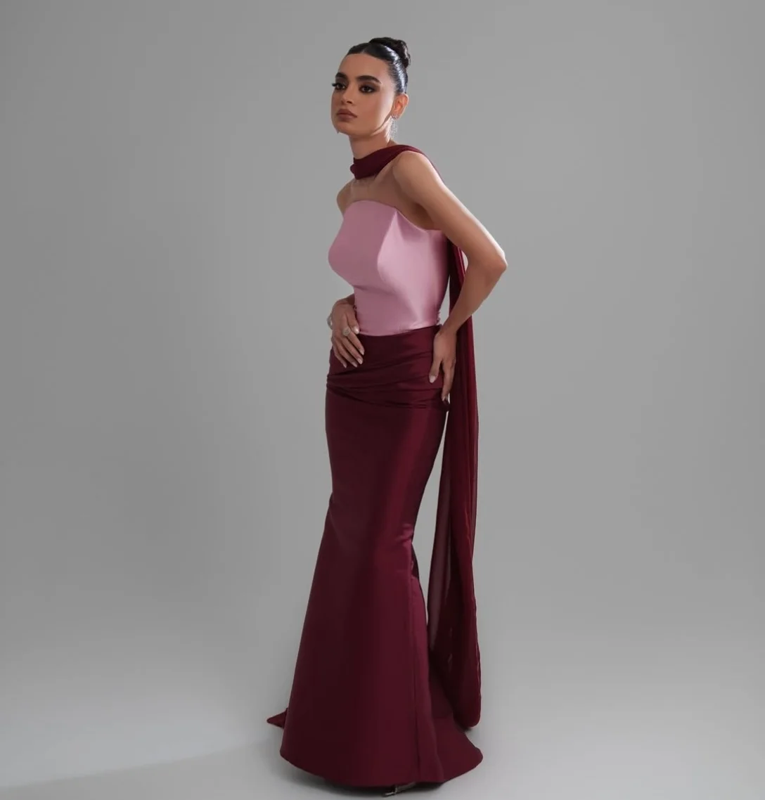 Customized Long Strapless Satin Evening Dresses Chiffon Mermaid Sleeveless Pleated Watteau Train Prom Dresses for Women
Customized Long Strapless Satin Evening Dresses Chiffon Mermaid Sleeveless Pleated Watteau Train Prom Dresses for Women