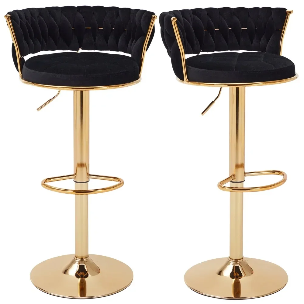 Bar Stools Set of 2, Woven Back & Footrest, 360° Swivel Adjustable Counter Height Bar Chairs for Kitchen Pub, Velvet Barstool
Bar Stools Set of 2, Woven Back & Footrest, 360° Swivel Adjustable Counter Height Bar Chairs for Kitchen Pub, Velvet Barstool