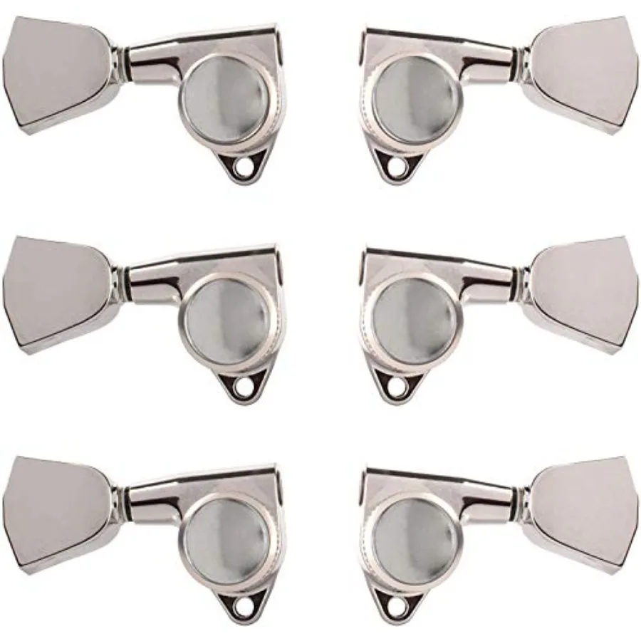 Guitar tuners for electric and acoustic guitars, chrome-plated zinc alloy, chrome color, ultra-precise 3+3 locking mechanism wi
Guitar tuners for electric and acoustic guitars, chrome-plated zinc alloy, chrome color, ultra-precise 3+3 locking mechanism wi