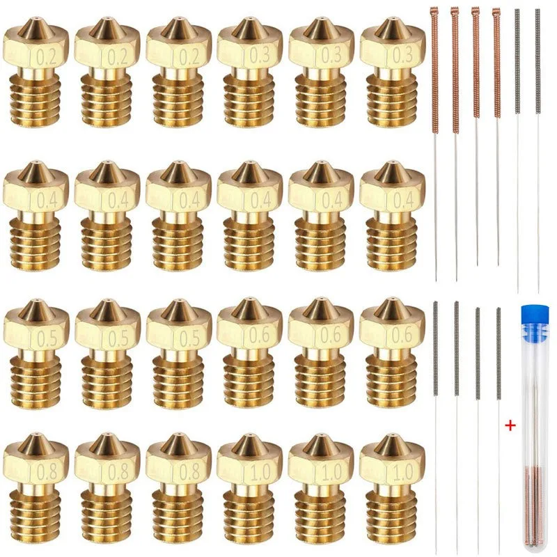 24PCS Brass Nozzles for 3D Printer with 10PCS Cleaning Needles Maintenance Kit
24PCS Brass Nozzles for 3D Printer with 10PCS Cleaning Needles Maintenance Kit