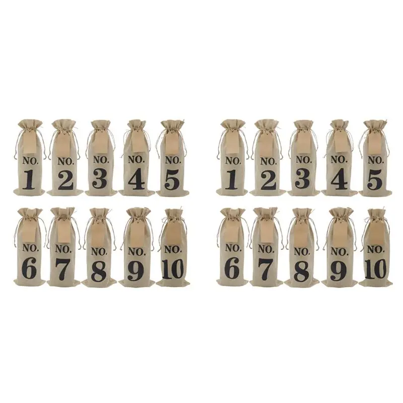 ABUI-20Pcs Burlap Wine Bags With Tags For Blind Wine Tasting, Numbered Hessian Cloth Glass Bottle Gift Bags For Christmas
ABUI-20Pcs Burlap Wine Bags With Tags For Blind Wine Tasting, Numbered Hessian Cloth Glass Bottle Gift Bags For Christmas