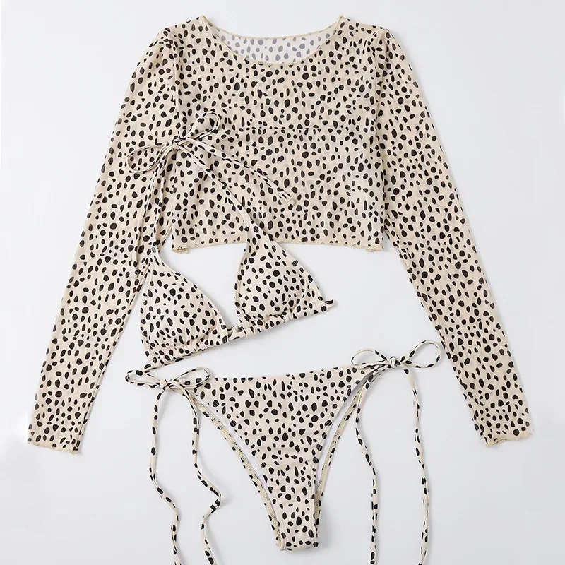 Sexy Bikini 3 Pieces Sets Leopard Print Long Sleeves Lace Up Swimsuit Women's Swimming Low Waist Swimwear Female Bathing Suits
Sexy Bikini 3 Pieces Sets Leopard Print Long Sleeves Lace Up Swimsuit Women's Swimming Low Waist Swimwear Female Bathing Suits