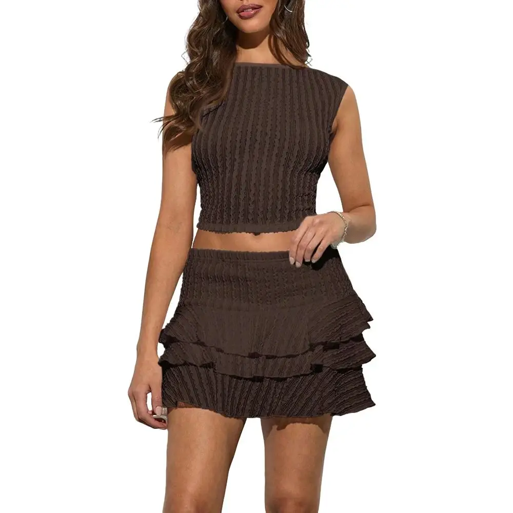 Mia Muse Select Summer Cropped Tanks Chic Plain Screw Thread Sleeveless Round-Neck Layered Mini Skirts Basics Sets For Women
Mia Muse Select Summer Cropped Tanks Chic Plain Screw Thread Sleeveless Round-Neck Layered Mini Skirts Basics Sets For Women