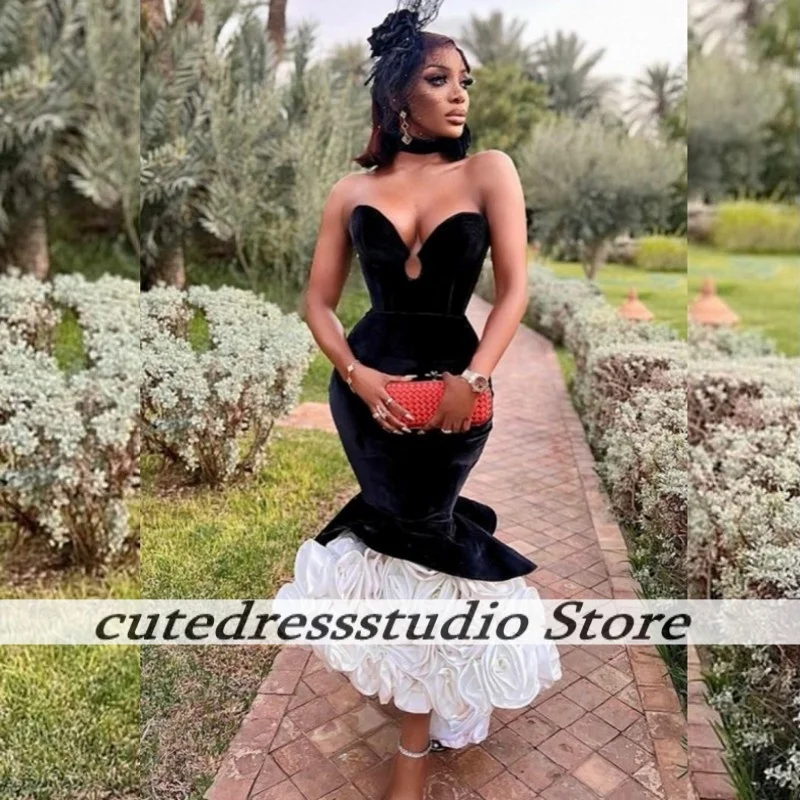 African Luxury Velvet Evening Dresses For Women Long Black Wedding Reception Dress With White Flowers Vestido De Gala Customized
African Luxury Velvet Evening Dresses For Women Long Black Wedding Reception Dress With White Flowers Vestido De Gala Customized