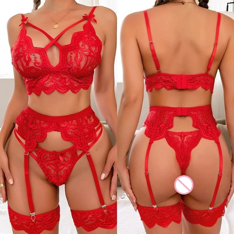 Sexy Erotic Lingerie Women Bra And Panty Garters Sexy Women's Underwear Set 3pcs See Through Lingerie Sets Female Sexy Costumes 
Sexy Erotic Lingerie Women Bra And Panty Garters Sexy Women's Underwear Set 3pcs See Through Lingerie Sets Female Sexy Costumes