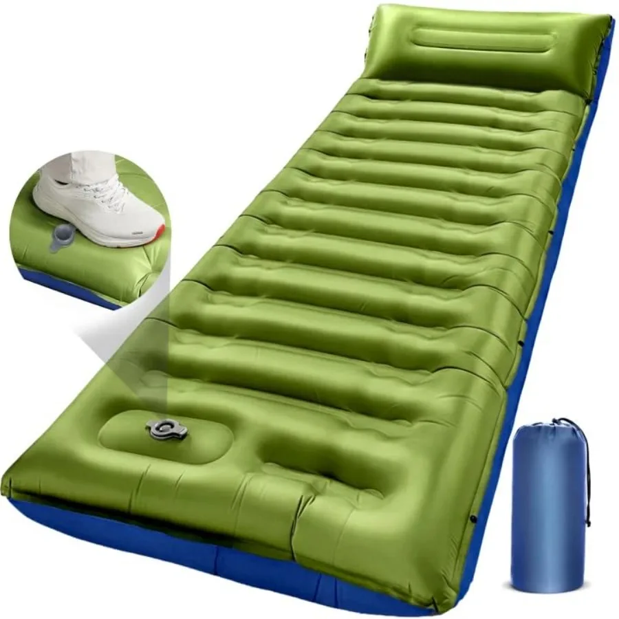 Camping Sleeping Pad 5.9" Extra-Thick Reinforced Camping Pad with Built-in Pillow and Foot Pump Ultralight Compact Inflating Sl
Camping Sleeping Pad 5.9" Extra-Thick Reinforced Camping Pad with Built-in Pillow and Foot Pump Ultralight Compact Inflating Sl