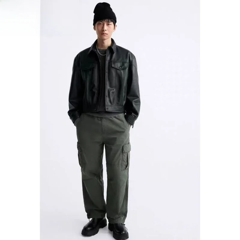 Loose Fit een Workwear Sle Trousers with kets Dstring Wide Leg Pants Autumn Winter Men's Casual Faion
Loose Fit een Workwear Sle Trousers with kets Dstring Wide Leg Pants Autumn Winter Men's Casual Faion
