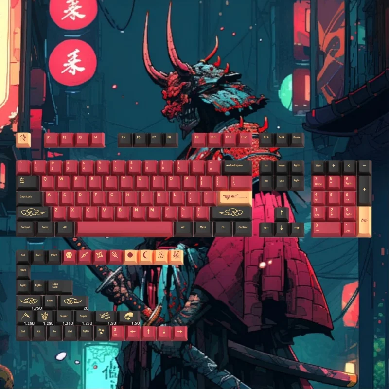 Red Samurai Themed Keycaps Multiple Languages Cherry Height156 Keys PBT Material Five Sided Thermal Sublimation Ergonomic Cute
Red Samurai Themed Keycaps Multiple Languages Cherry Height156 Keys PBT Material Five Sided Thermal Sublimation Ergonomic Cute