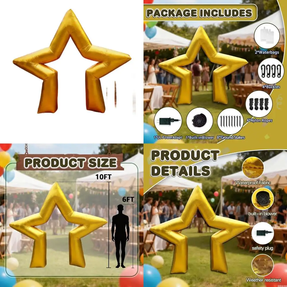 Golden Star Archway for 10-Foot Christmas Inflatables, Ideal for Movie Nights and Festive Gatherings
Golden Star Archway for 10-Foot Christmas Inflatables, Ideal for Movie Nights and Festive Gatherings