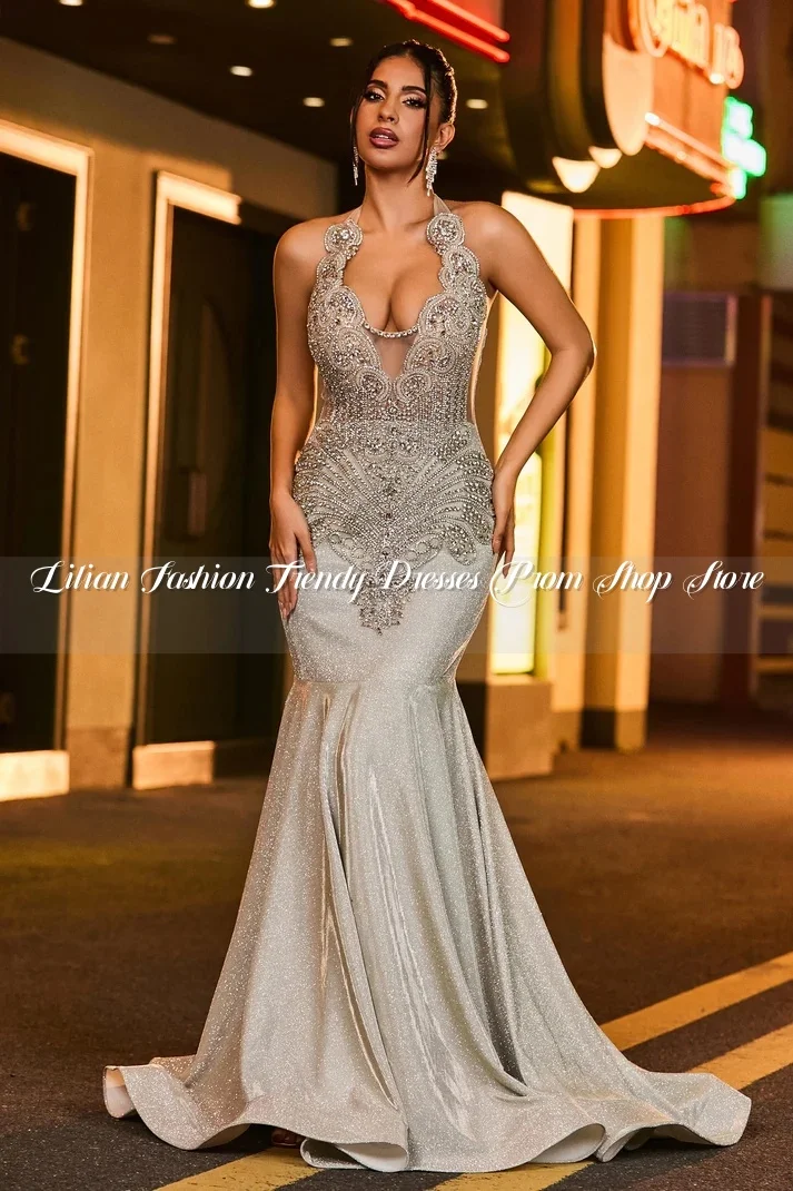 Glitter Silver Mermaid Prom Dress Custom Sequin Appliques Custom Women's Party Queen Dresses شارون سعيد فساتين 2025
Glitter Silver Mermaid Prom Dress Custom Sequin Appliques Custom Women's Party Queen Dresses شارون سعيد فساتين 2025
