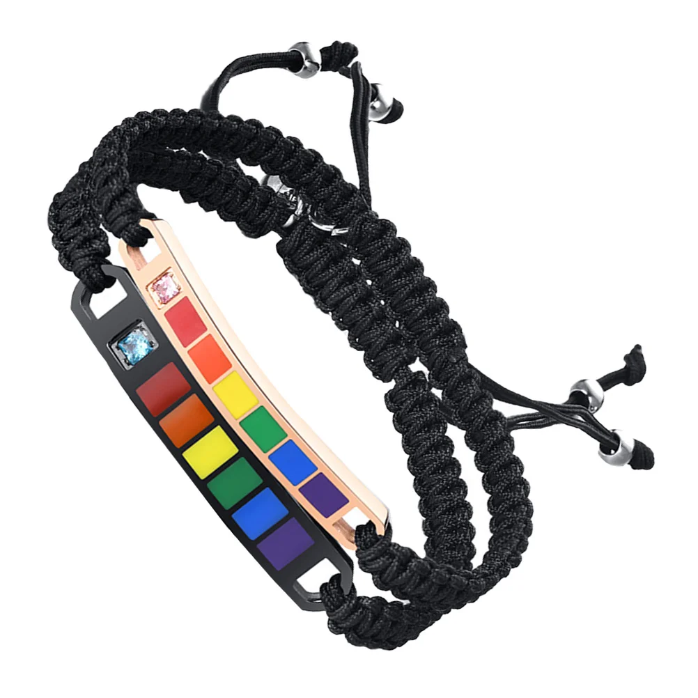 Titanium Steel Zircon Bracelet Durable Adjustable Nylon Rope Punk Vintage Couples Lovers Rainbow Black Hand Ropes Weaving
Titanium Steel Zircon Bracelet Durable Adjustable Nylon Rope Punk Vintage Couples Lovers Rainbow Black Hand Ropes Weaving