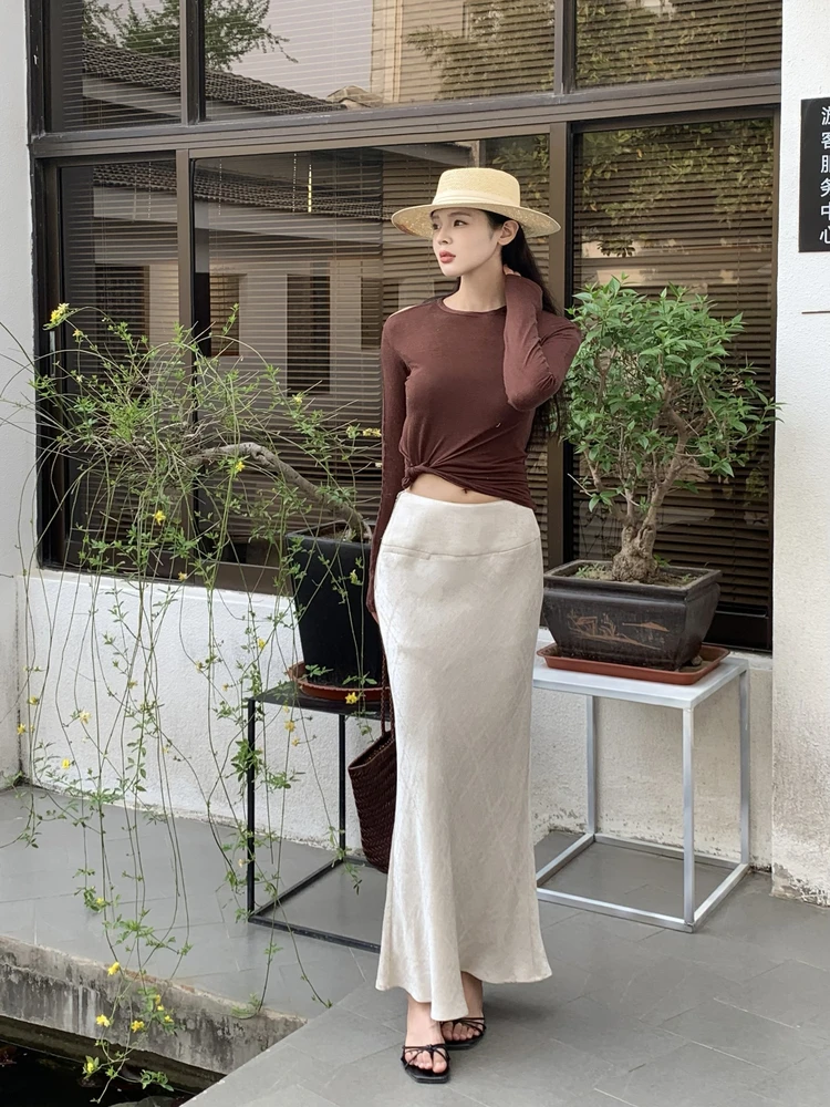 French Style High Waist Straight Leg Midi Skirt Women's Spring Autumn New Casual High Quality Long Skirts Linen Blend Skirt
French Style High Waist Straight Leg Midi Skirt Women's Spring Autumn New Casual High Quality Long Skirts Linen Blend Skirt