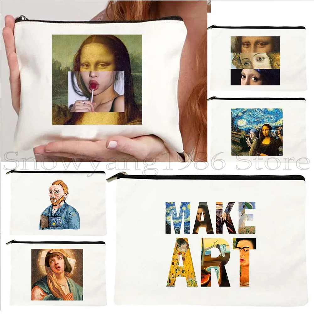 Funny MAKE ART Famous Oil Painting Gift Smile Monalisa Van Gogh Cosmetic Bag Makeup Lipstick Travel Storage Pouch Pencil Case
Funny MAKE ART Famous Oil Painting Gift Smile Monalisa Van Gogh Cosmetic Bag Makeup Lipstick Travel Storage Pouch Pencil Case
