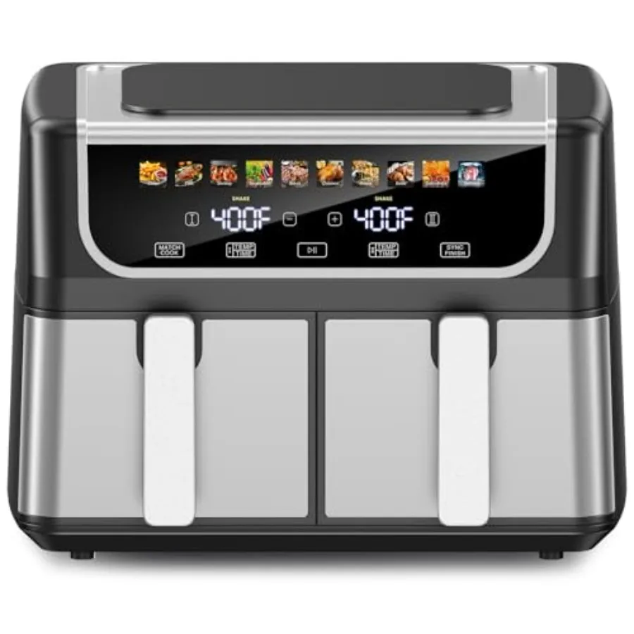 9.5 Quart Dual Basket Air Fryer 10-in-1 Large Air Fryer with Ceramic Crisper Plate Sync Finish Match Cook Shake Reminder Wide T
9.5 Quart Dual Basket Air Fryer 10-in-1 Large Air Fryer with Ceramic Crisper Plate Sync Finish Match Cook Shake Reminder Wide T