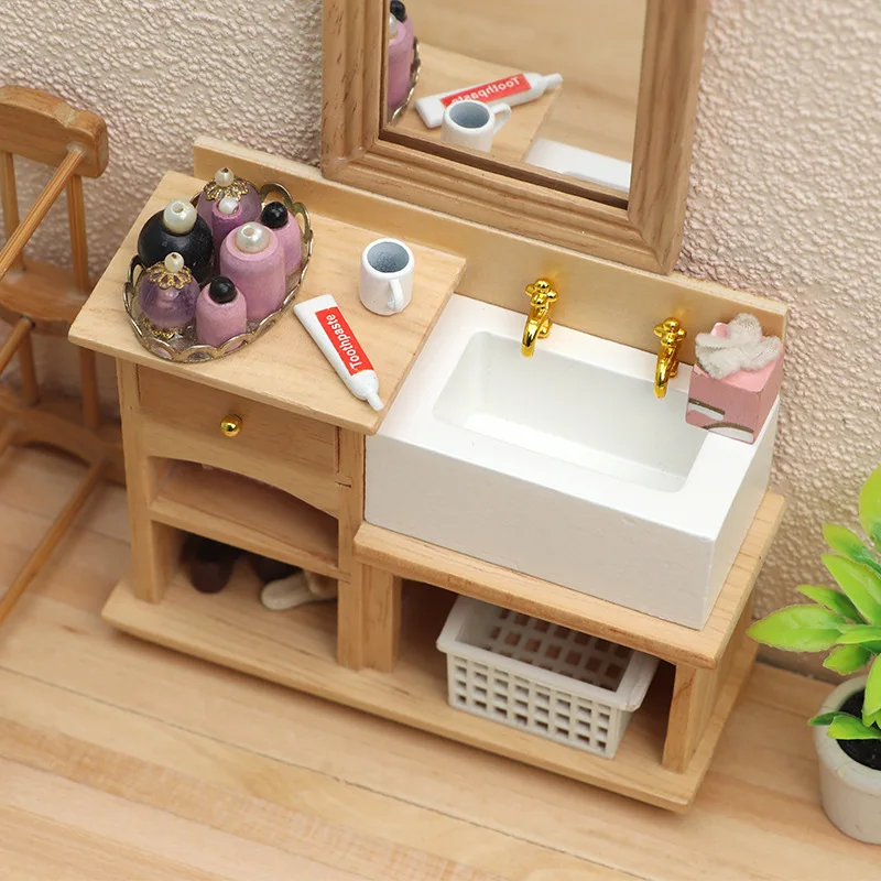 1:12 Scale Dollhouse Miniature Furniture Model - Natural Wooden Hand Wash Sink with Realistic Details, Ideal for Creating Cozy B 
1:12 Scale Dollhouse Miniature Furniture Model - Natural Wooden Hand Wash Sink with Realistic Details, Ideal for Creating Cozy B