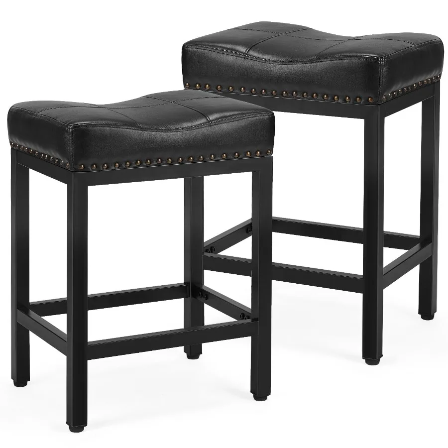 24" Upholstered Bar Stools Stylish Counter Height with Metal Base Footrest Set of 2 Black
24" Upholstered Bar Stools Stylish Counter Height with Metal Base Footrest Set of 2 Black