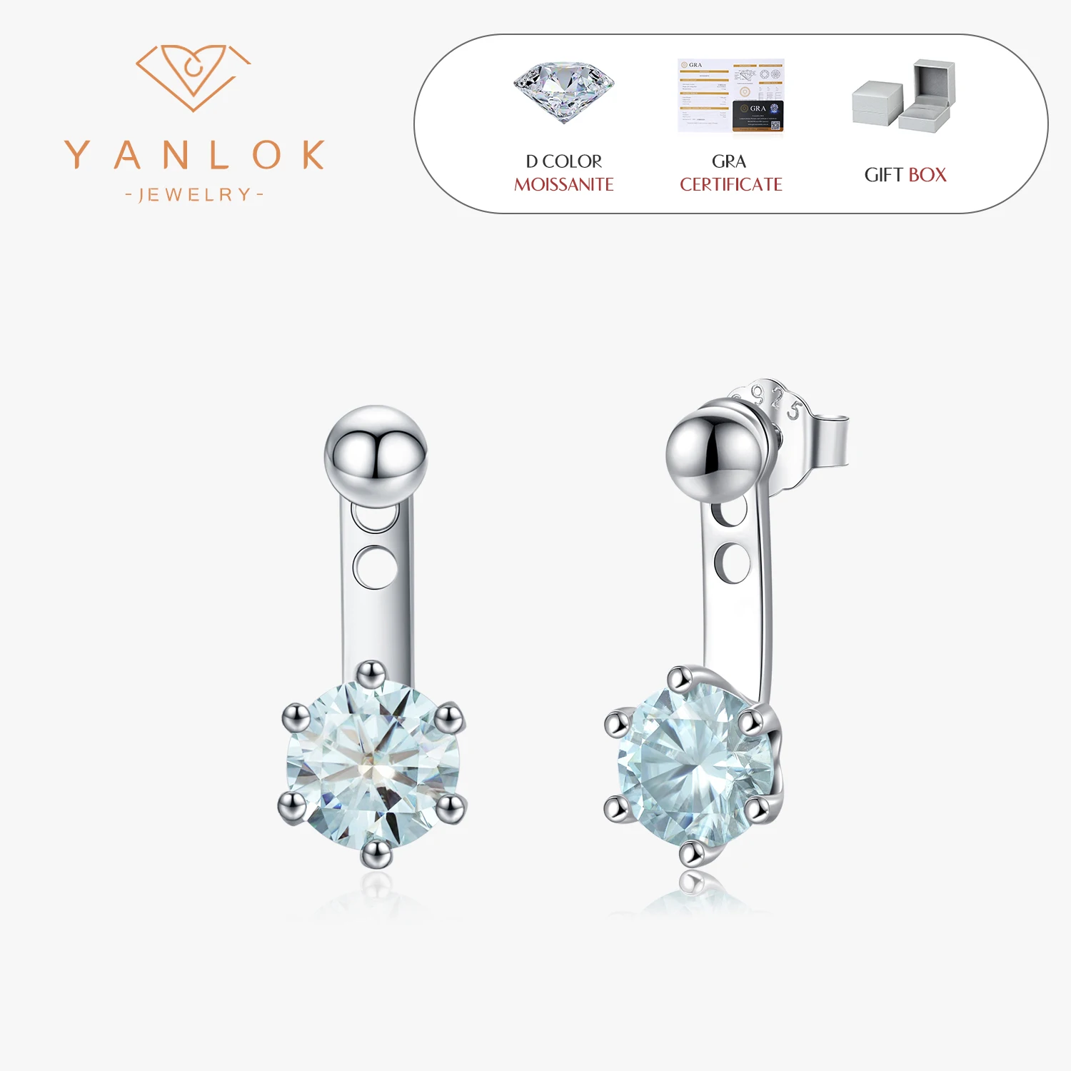 YANLOK 925 Sterling Silver Affordable luxury Round Teal Moissanite Ear Climbers For Women Girls Party Fine Jewelry
YANLOK 925 Sterling Silver Affordable luxury Round Teal Moissanite Ear Climbers For Women Girls Party Fine Jewelry