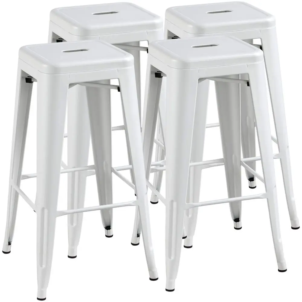 30 inches Metal Bar Stools High Backless Barstool Stackable Bar Height Stools Chairs, White, Set of 4
30 inches Metal Bar Stools High Backless Barstool Stackable Bar Height Stools Chairs, White, Set of 4
