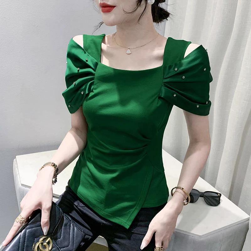 2023 New Summer Korean Style High Quality Cotton T-Shirt Women Chic Sexy Hollow Out Drill Tops Short Sleeve Diamonds Tees 36002
2023 New Summer Korean Style High Quality Cotton T-Shirt Women Chic Sexy Hollow Out Drill Tops Short Sleeve Diamonds Tees 36002