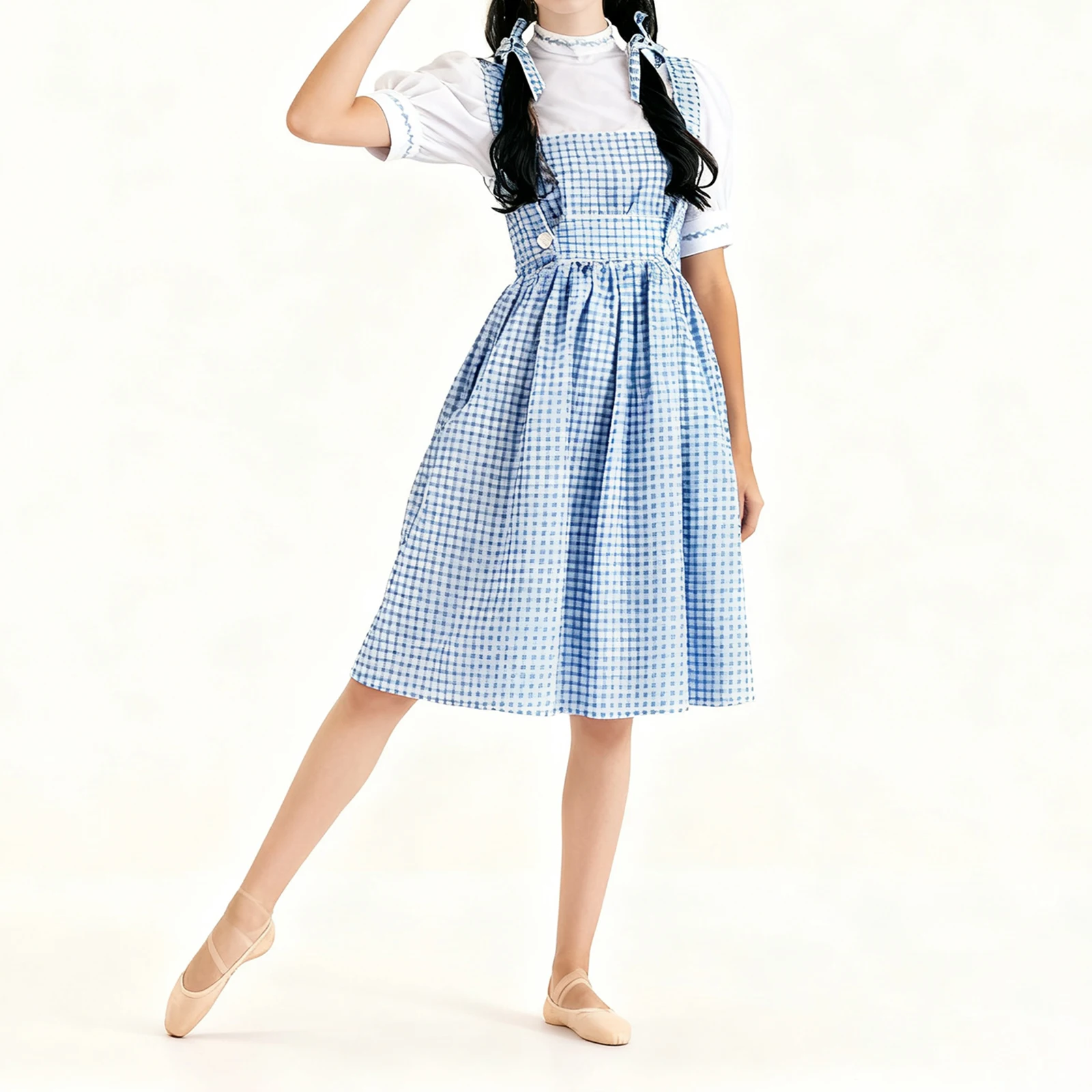 Combhasaki Halloween Costume Puff Sleeve Tops and Sleeveless Plaid Print Suspender A-line Midi Dress Cosplay Outfit for Women
Combhasaki Halloween Costume Puff Sleeve Tops and Sleeveless Plaid Print Suspender A-line Midi Dress Cosplay Outfit for Women