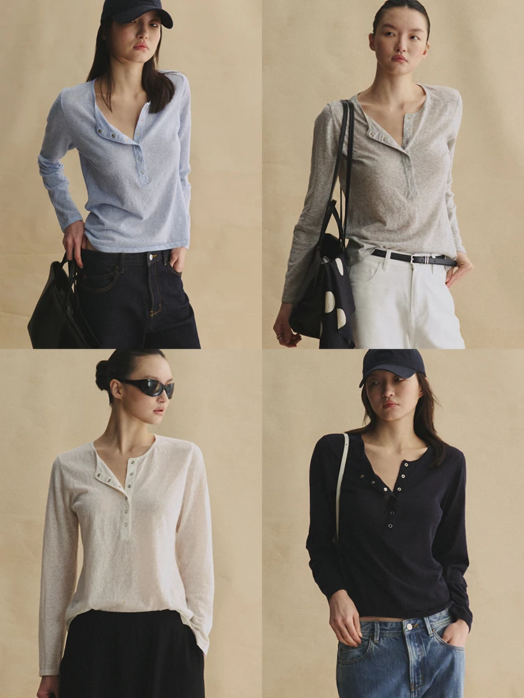 Classic Cotton Linen Henry Tee Women's round Ne Slim Fit T-irt Breathable Comfortable Knitted Long Sve Casual Top
Classic Cotton Linen Henry Tee Women's round Ne Slim Fit T-irt Breathable Comfortable Knitted Long Sve Casual Top