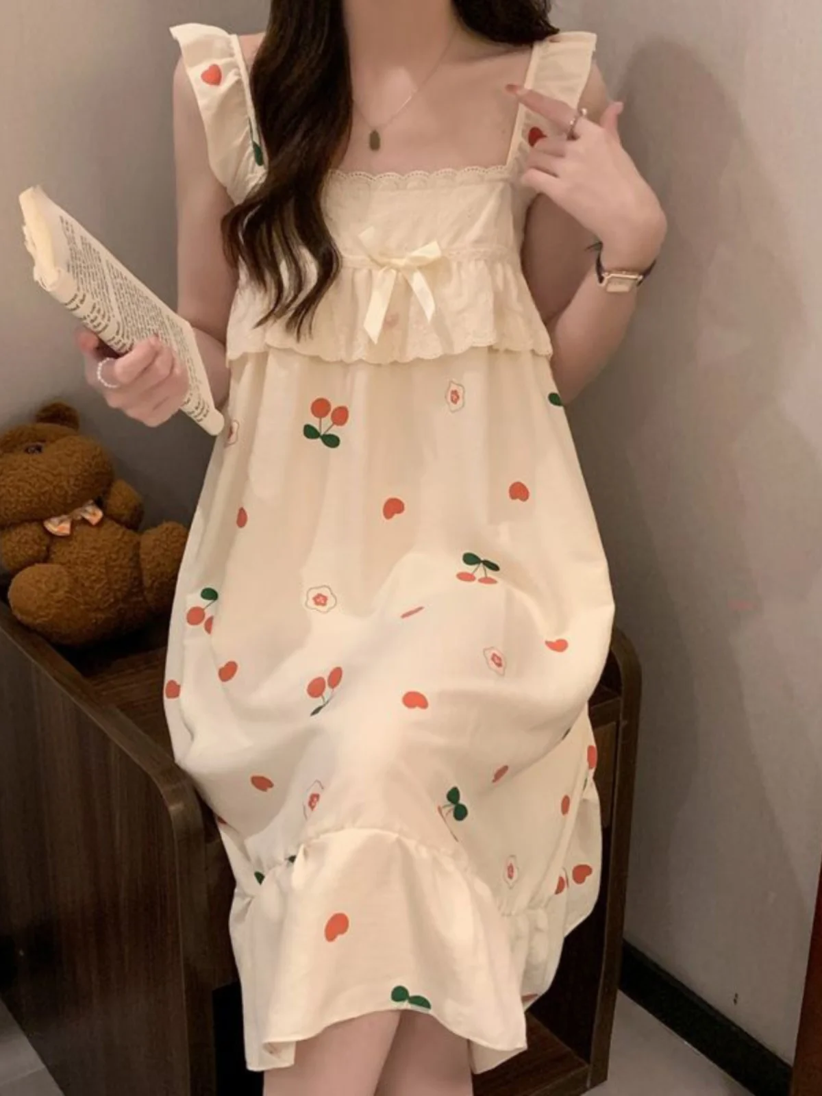 Cherry Print Sp Dr Cloud Cotton Loose KT Cartoon Cute plus Size Home Clothes Can Be Worn outside Sweet Sle Home
Cherry Print Sp Dr Cloud Cotton Loose KT Cartoon Cute plus Size Home Clothes Can Be Worn outside Sweet Sle Home