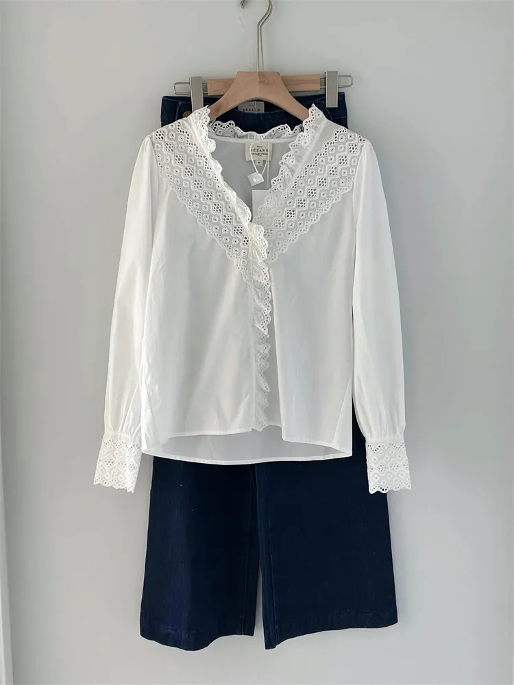 Retro Design Hollow out White irt Women's Faionable New Sle Spring Commute Clothing Loose Fit Button up Top
Retro Design Hollow out White irt Women's Faionable New Sle Spring Commute Clothing Loose Fit Button up Top