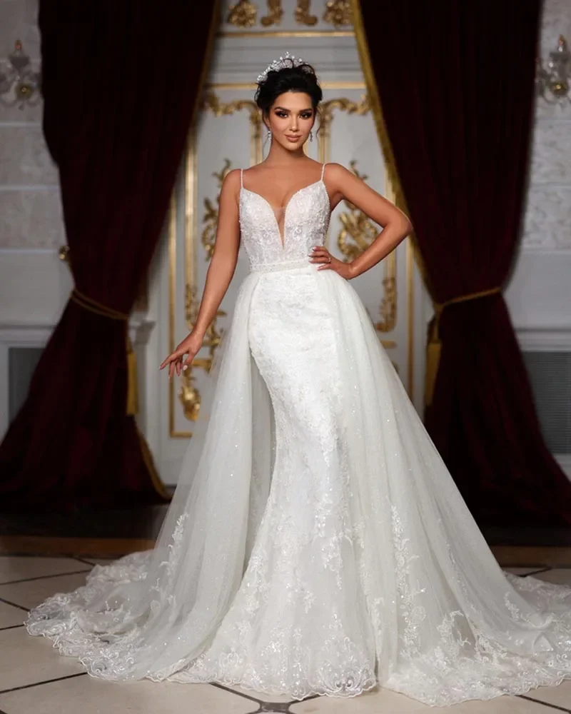 Flavinke Customized Sexy Shoulder Straps Sweetheart Neck Beads Sequins Lace 2 Pieces Mermaid Wedding Dresses Vestido De Noiva
Flavinke Customized Sexy Shoulder Straps Sweetheart Neck Beads Sequins Lace 2 Pieces Mermaid Wedding Dresses Vestido De Noiva