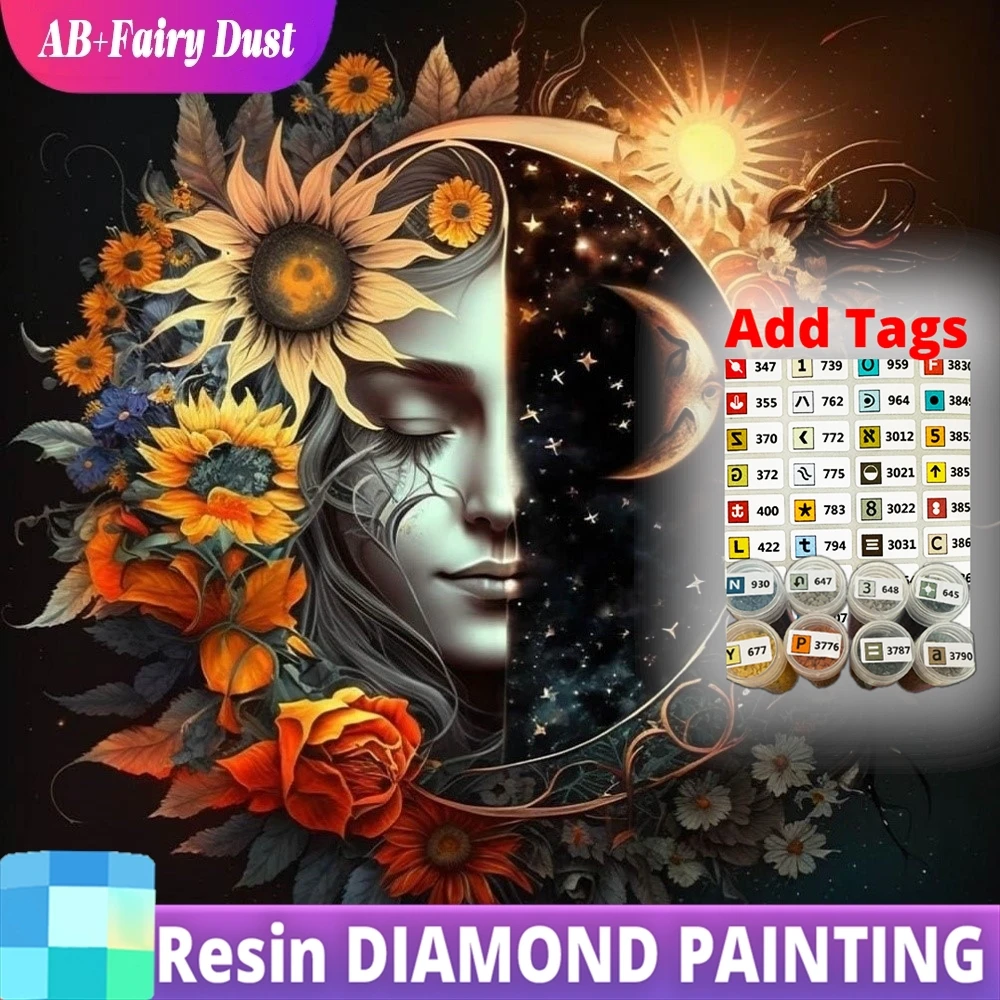 Набор для алмазной вышивки AB Fairy Dust Resin: Женщина, цветы, луна. Полный комплект с квадратными и круглыми стразами. DIY Алмазная мозаика. Абстрактный пейзаж.
Набор для алмазной вышивки AB Fairy Dust Resin: Женщина, цветы, луна. Полный комплект с квадратными и круглыми стразами. DIY Алмазная мозаика. Абстрактный пейзаж.