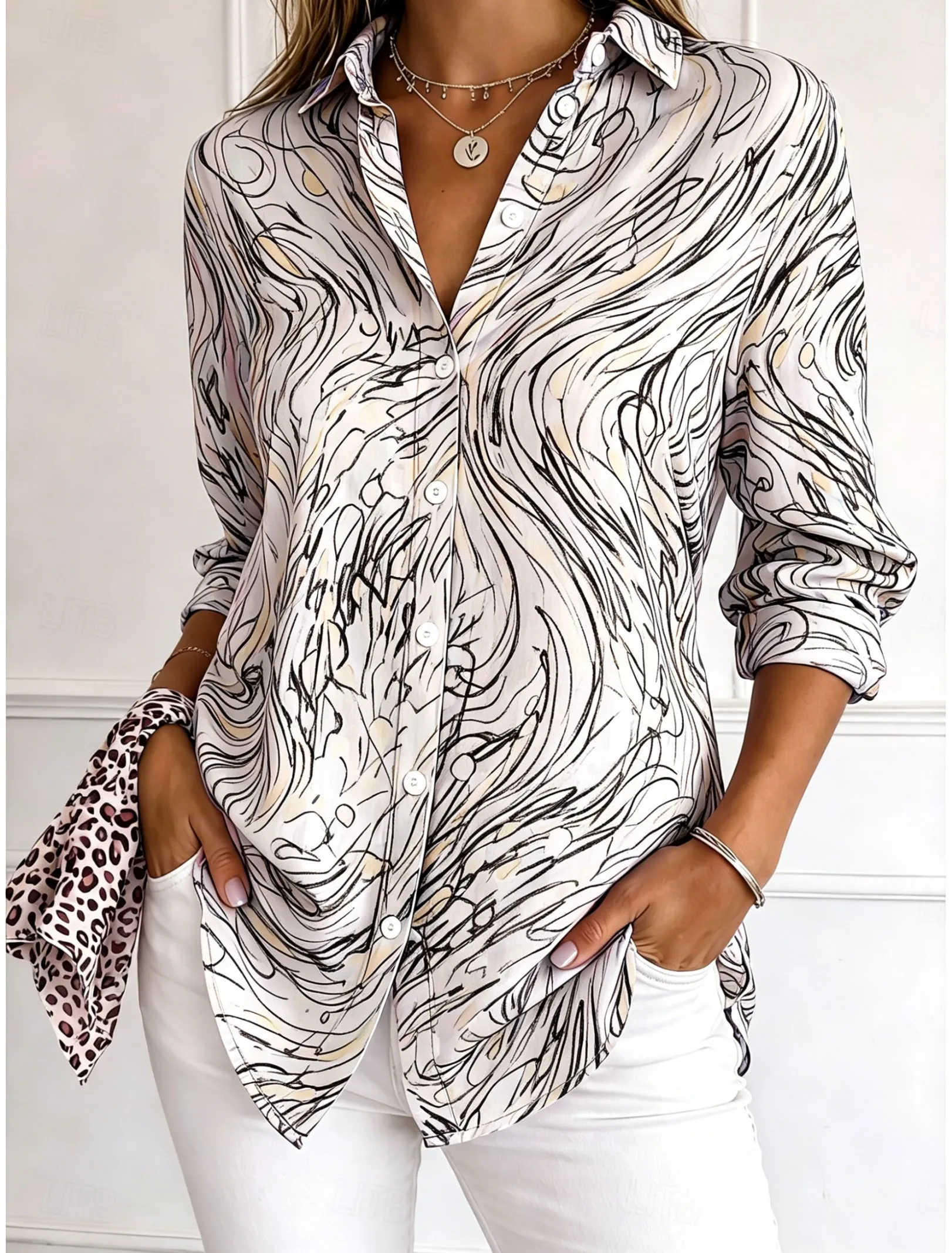 Women's Long Sleeve Abstract Line Print Button Down Casual Shirt Elegant Daily Blouse Tops for Spring Summer
Women's Long Sleeve Abstract Line Print Button Down Casual Shirt Elegant Daily Blouse Tops for Spring Summer