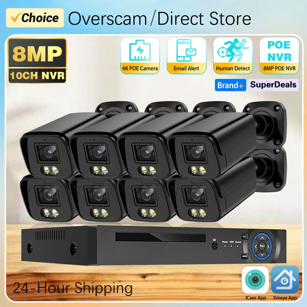 10CH 8CH 4K 8MP POE CCTV IP Camera System Kit Home IP66 Waterproof Surveillance Bullet Two-Way Audio Cameras For NVR Guard Live
10CH 8CH 4K 8MP POE CCTV IP Camera System Kit Home IP66 Waterproof Surveillance Bullet Two-Way Audio Cameras For NVR Guard Live
