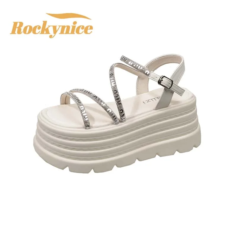 Buckle Strap Chunky Sandals Women Summer High Platform Wedge Slippers Woman New Bling Decoration Thick Bottom Slides 8.5CM Pumps
Buckle Strap Chunky Sandals Women Summer High Platform Wedge Slippers Woman New Bling Decoration Thick Bottom Slides 8.5CM Pumps