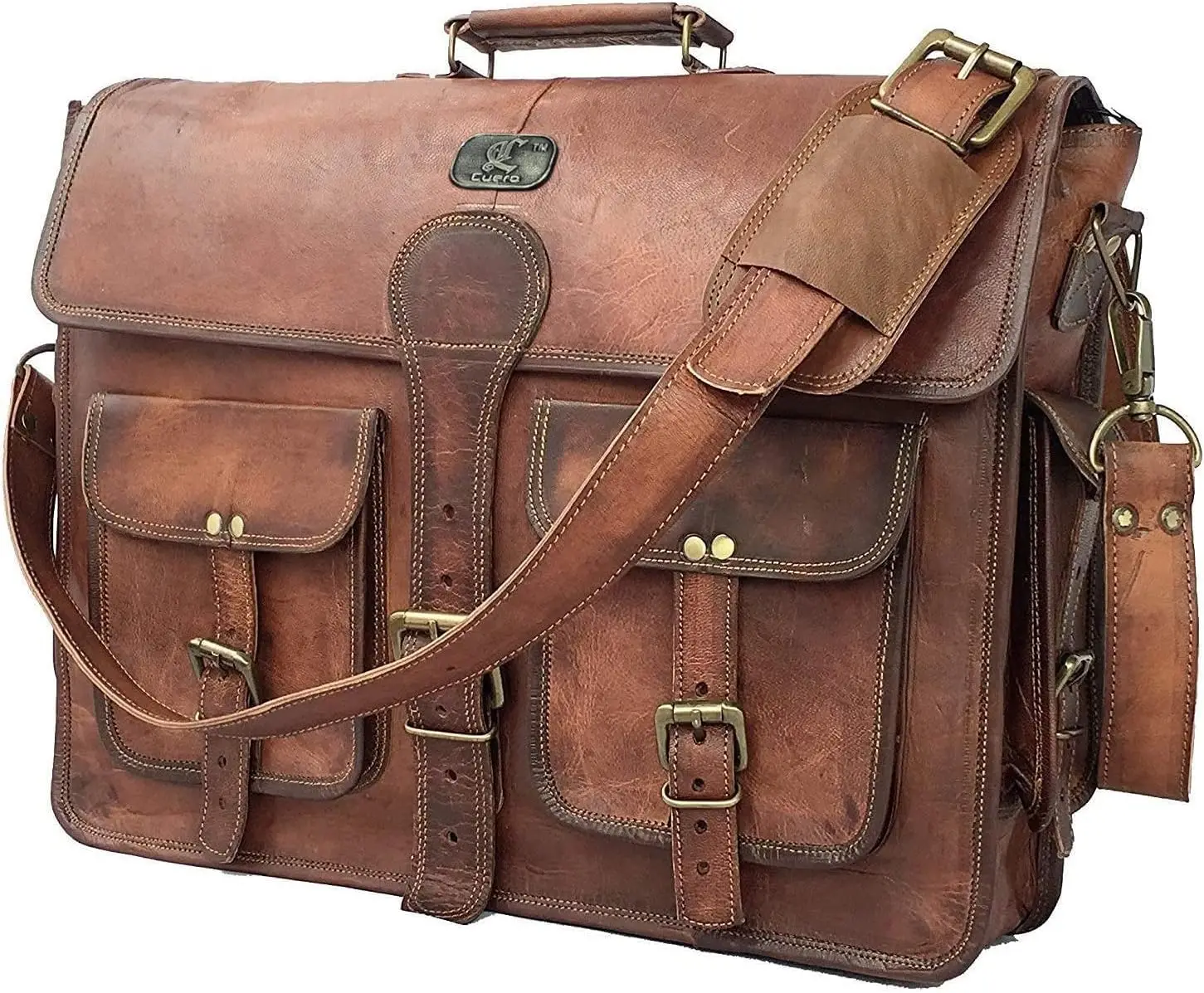 Vintage Brown Leather Messenger Bag for Men, 18 Inch Laptop Crossbody, Full Grain Business Briefcase for Office Work Travel
Vintage Brown Leather Messenger Bag for Men, 18 Inch Laptop Crossbody, Full Grain Business Briefcase for Office Work Travel