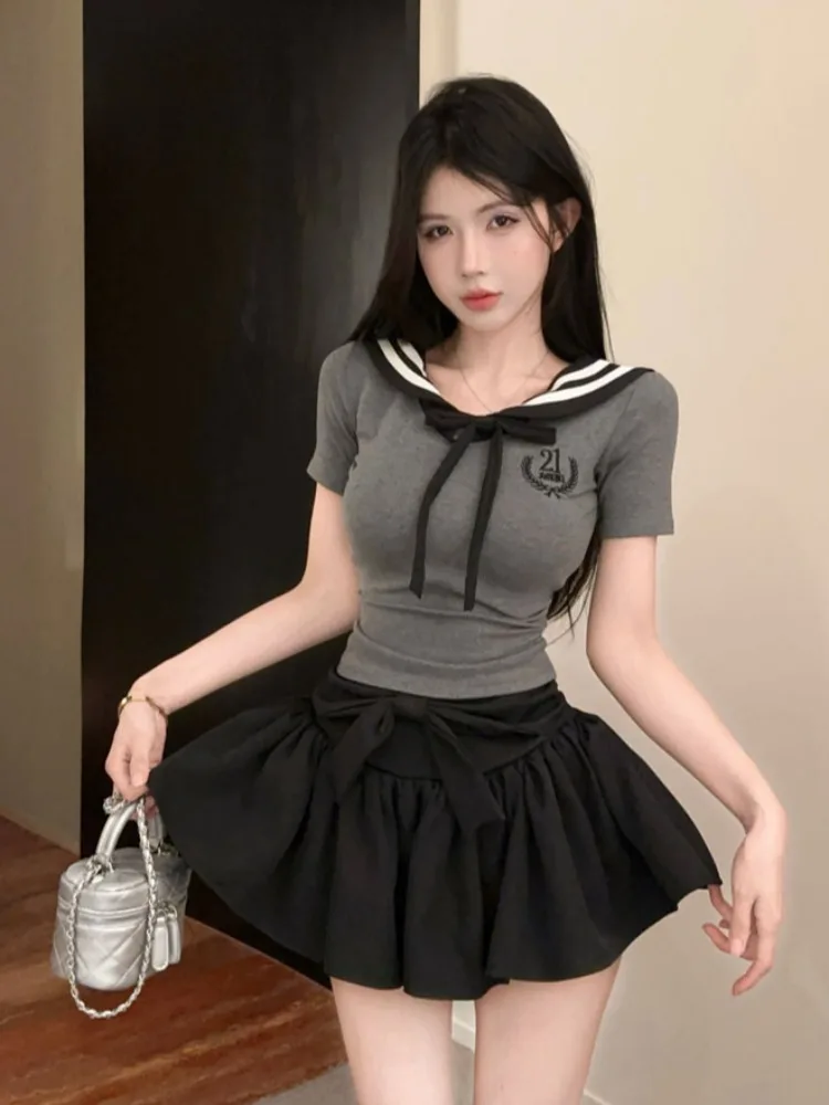 Summer Short Sleeve Navy Collar Uniform Set Women's Spicy Short Top Unique Beautiful JK Uniform Two-Piece Set Commute Style
Summer Short Sleeve Navy Collar Uniform Set Women's Spicy Short Top Unique Beautiful JK Uniform Two-Piece Set Commute Style