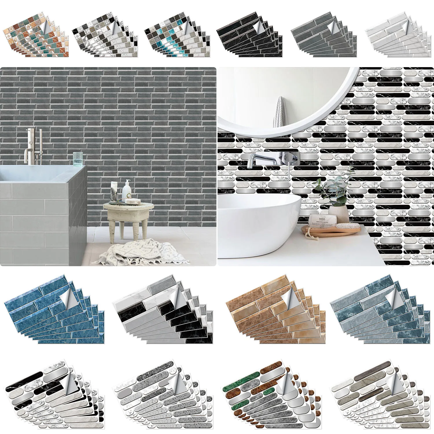 European Retro Marble Tile Stickers 30x15cm Waterproof Self-Adhesive Wall Decals for Kitchen Bathroom Backsplash Home Decor
European Retro Marble Tile Stickers 30x15cm Waterproof Self-Adhesive Wall Decals for Kitchen Bathroom Backsplash Home Decor