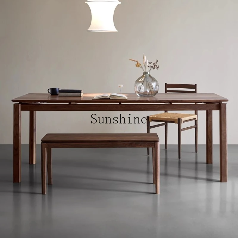 Nordic light luxury black walnut solid wood dining table modern simple household rectangular dining table
Nordic light luxury black walnut solid wood dining table modern simple household rectangular dining table