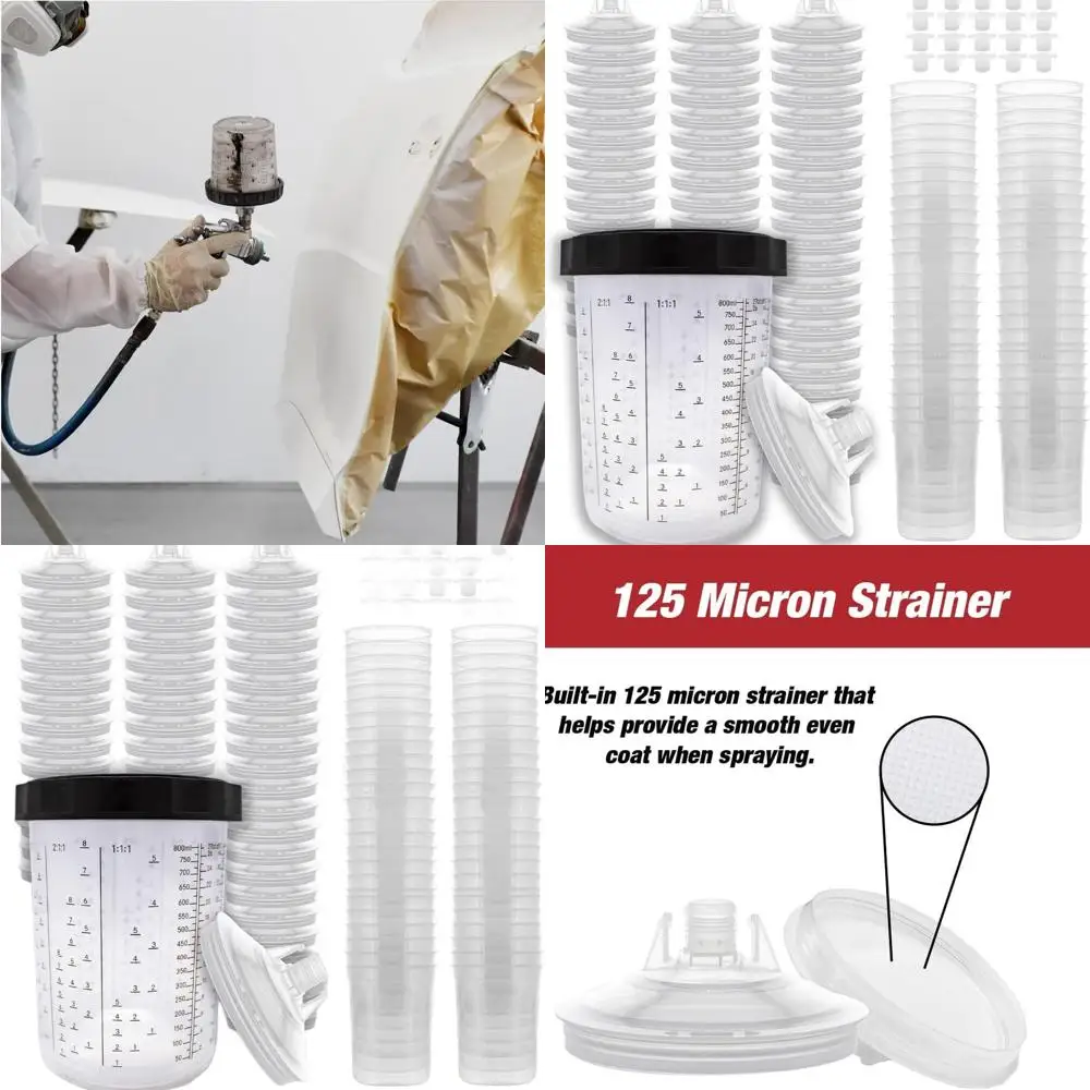 50 Paint Spray Cups, Liners & Lids - Compatible with 1.0 System (800ml, 27oz, 125 Micron)
50 Paint Spray Cups, Liners & Lids - Compatible with 1.0 System (800ml, 27oz, 125 Micron)