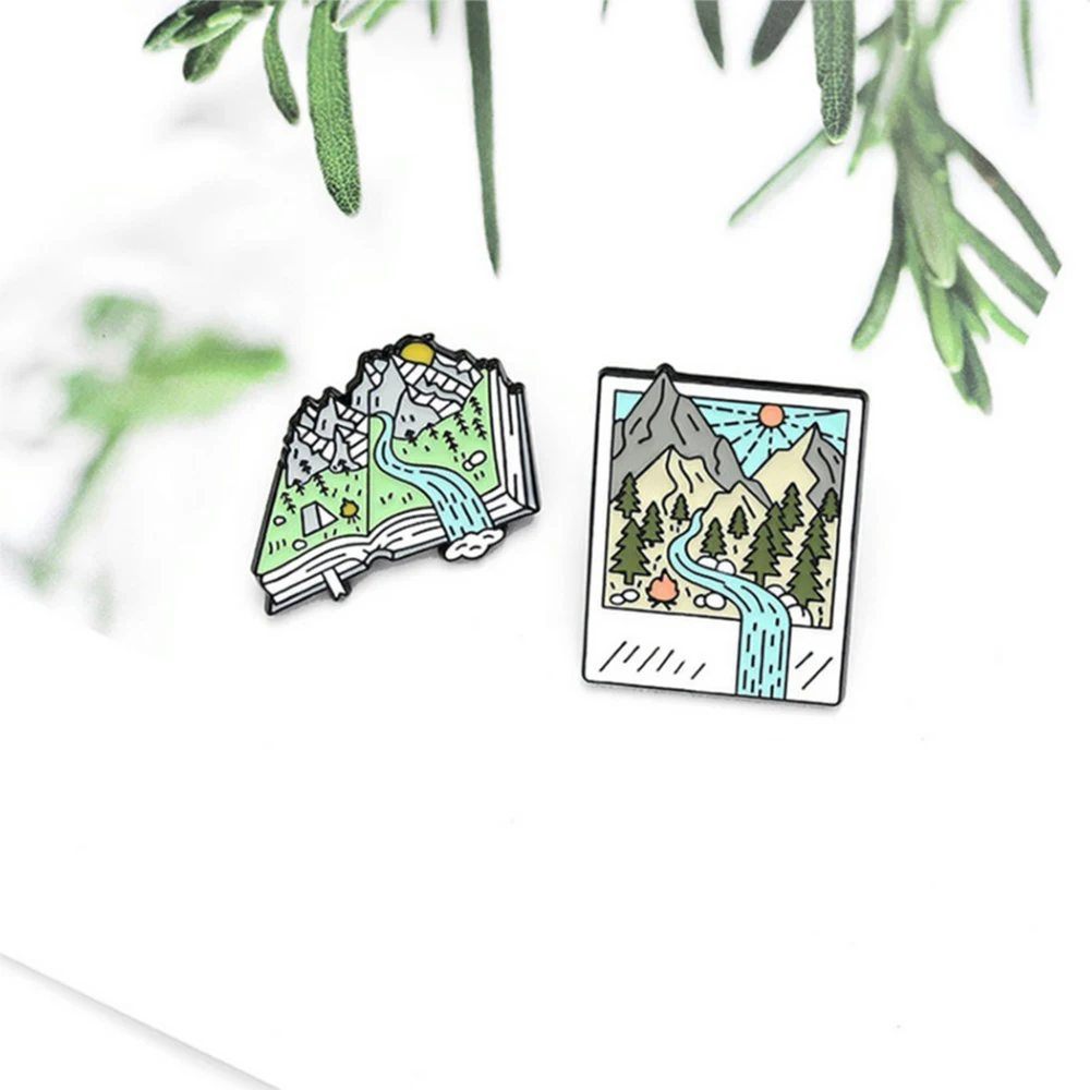 Camping Enamel Pin Custom Mountain Forest Photo Picture Book Brooch Bag Clothes Lapel Pins Badge Jewelry Gift for Friends
Camping Enamel Pin Custom Mountain Forest Photo Picture Book Brooch Bag Clothes Lapel Pins Badge Jewelry Gift for Friends