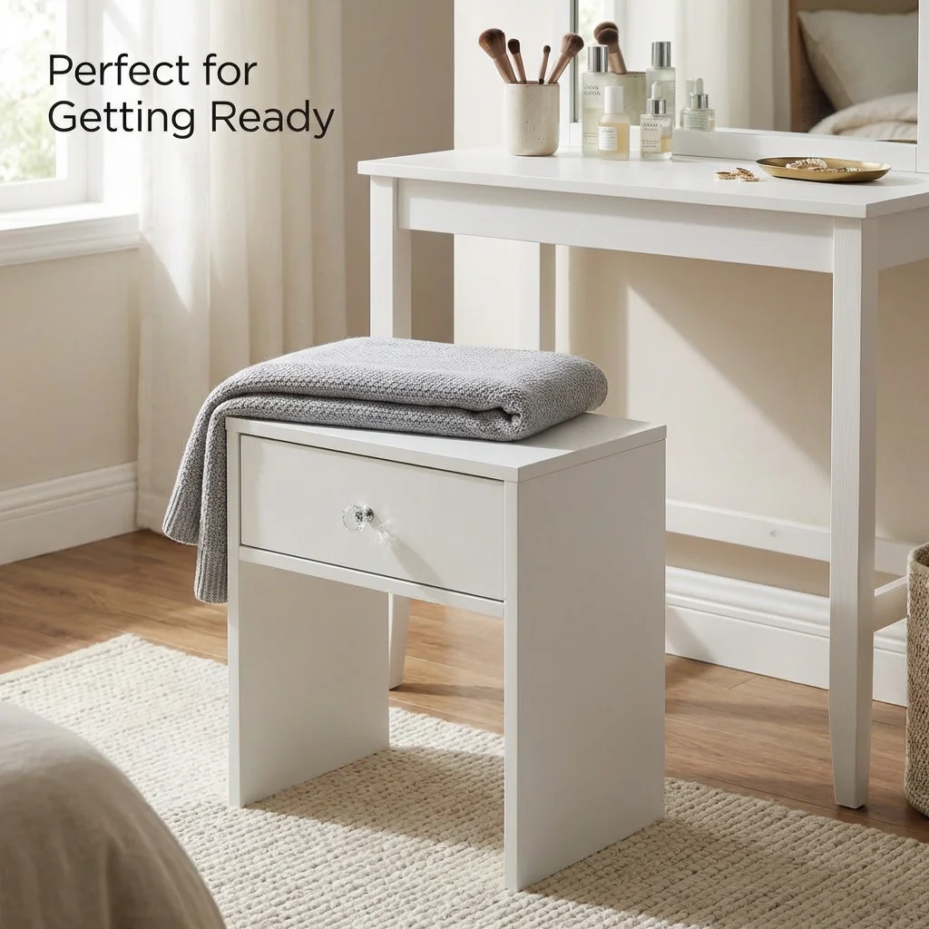 Stylish White Storage Bench, Bedside Cabinet & Makeup Stool for Bedroom, Hallway & Apartment Living
Stylish White Storage Bench, Bedside Cabinet & Makeup Stool for Bedroom, Hallway & Apartment Living