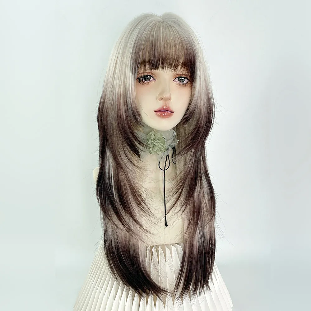 Siamese cat blond gradual change princess cut long straight hair layering jellyfish head medium long hair wig cover
Siamese cat blond gradual change princess cut long straight hair layering jellyfish head medium long hair wig cover
