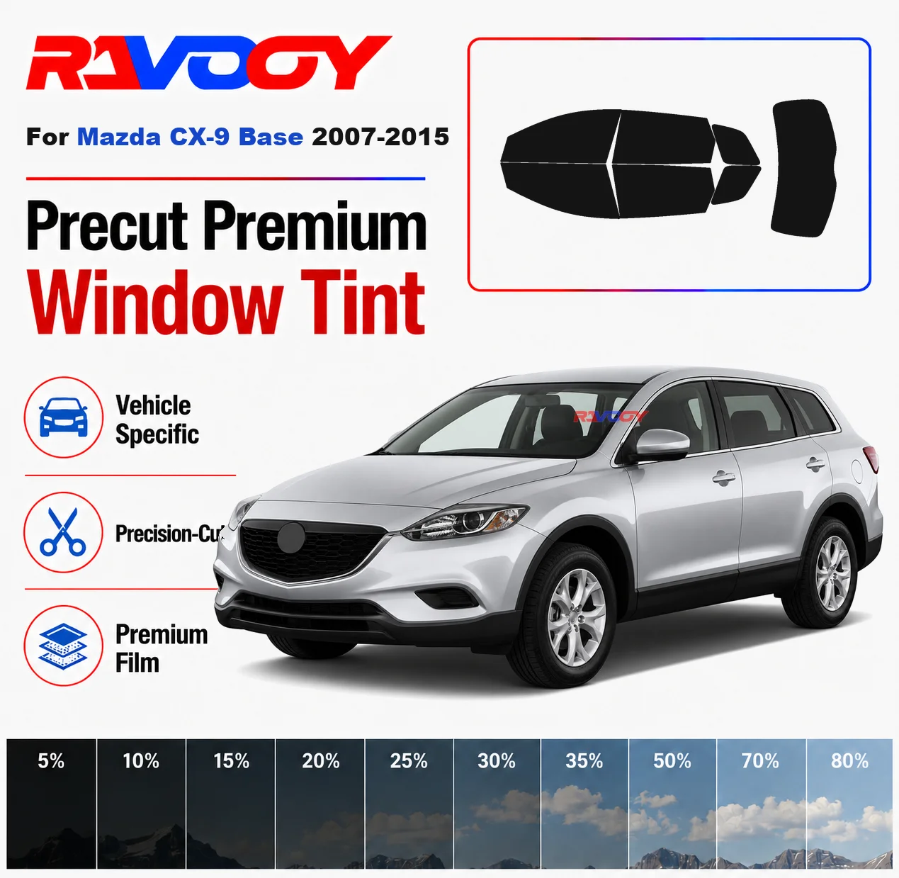 Premium Precut Window Tint Kit Front Rear Windows Rear Windshield For Mazda CX-9 Base 2007-2015 Complete Set Nano Ceramic Film
Premium Precut Window Tint Kit Front Rear Windows Rear Windshield For Mazda CX-9 Base 2007-2015 Complete Set Nano Ceramic Film