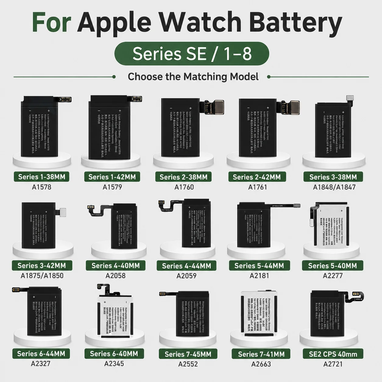 Replacement Battery For Apple Watch SE Series 1 2 3 LTE 4 5 6 7 8 IWatch S1-S8 38/40/41/42/44/45/49mm Smartwatch Battery
Replacement Battery For Apple Watch SE Series 1 2 3 LTE 4 5 6 7 8 IWatch S1-S8 38/40/41/42/44/45/49mm Smartwatch Battery