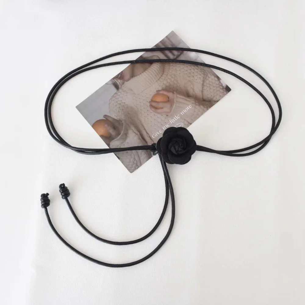 Fashion Leather Rope Waist Belt Camellia Flower Adjustable Waist Chain Women Thin Belt
Fashion Leather Rope Waist Belt Camellia Flower Adjustable Waist Chain Women Thin Belt
